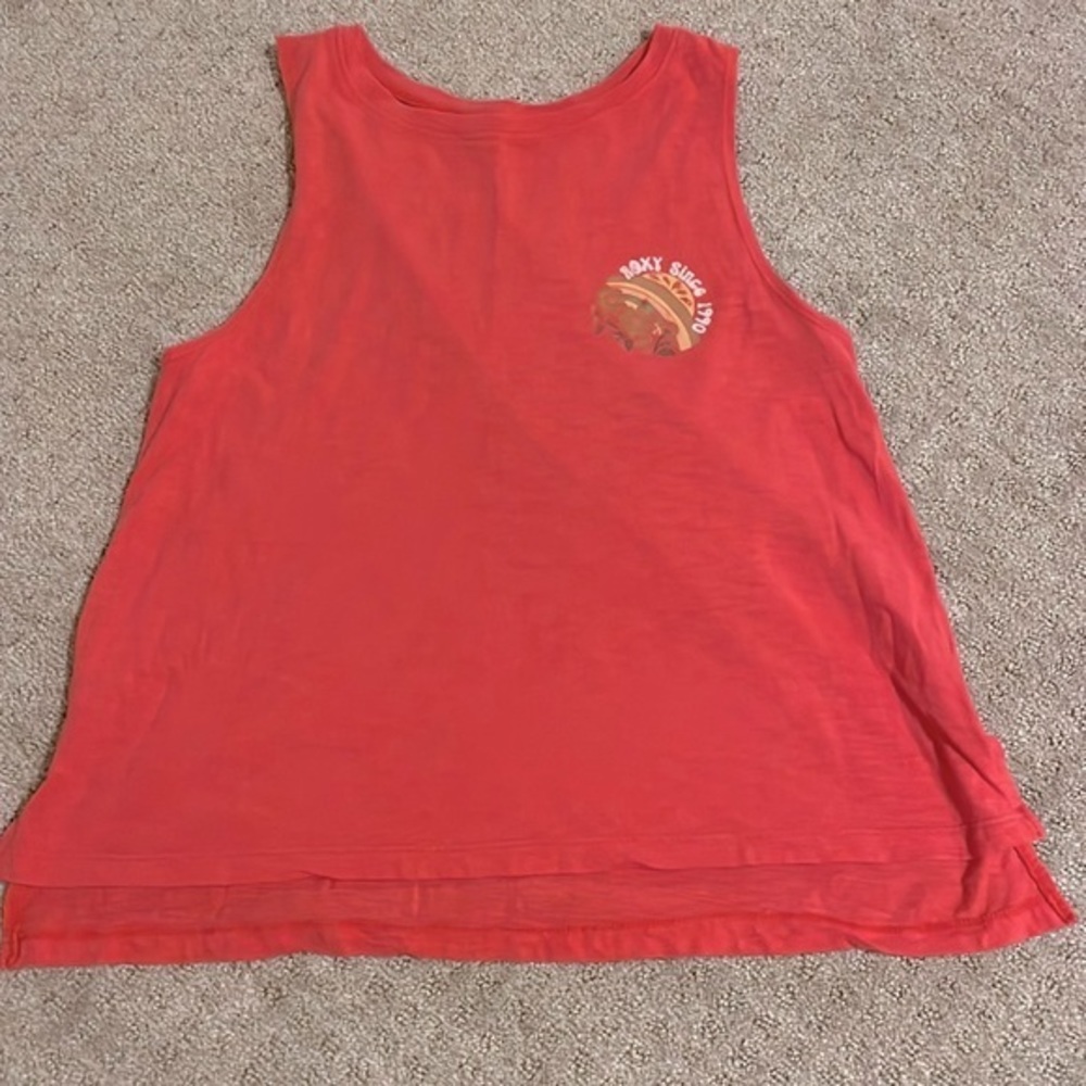 Roxy Coral Muscle Tank Split Sides Tank Top Medium